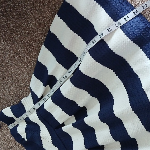 NWT SANS SOUCI blue and white striped fit& flare mini dress size large - Picture 14 of 16